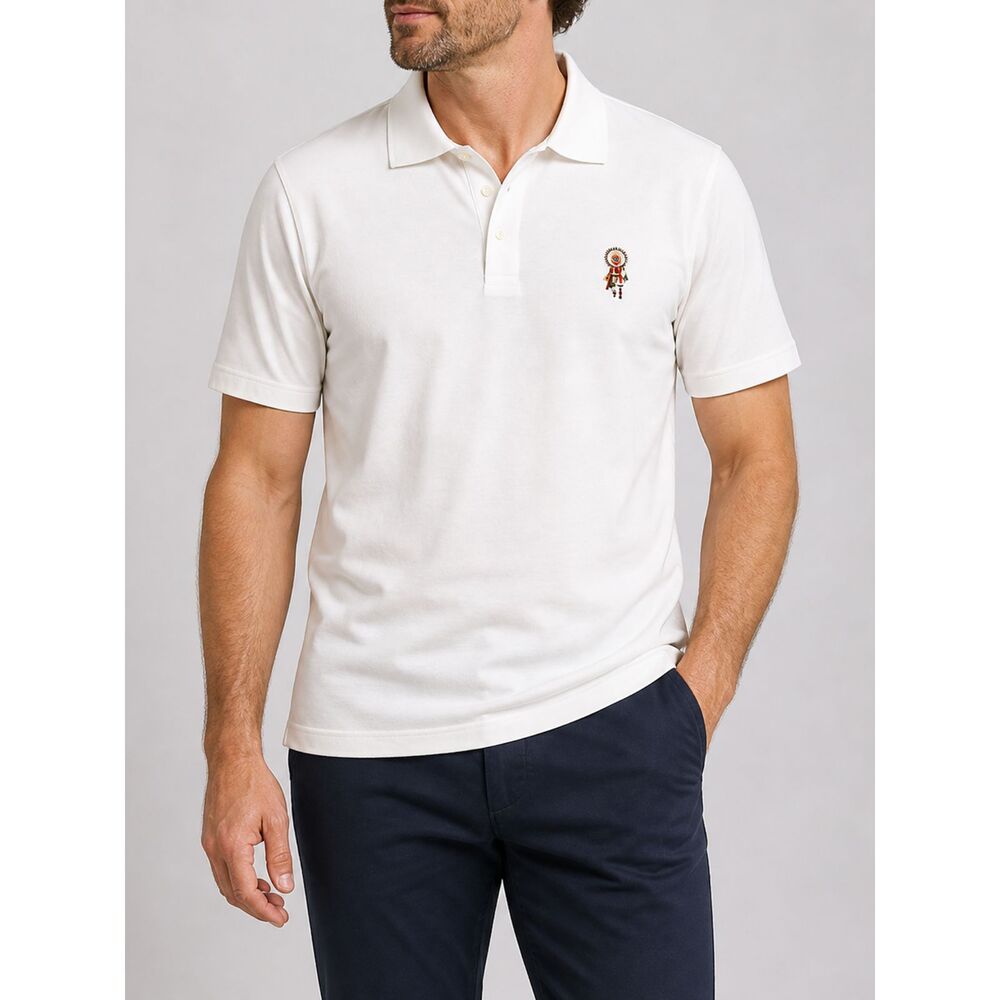 Martin White Pima Cotton Polo Shirt Size L Embroidered Logo